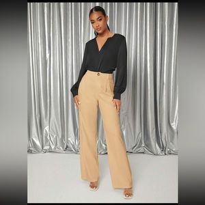 SHEIN Privé Solid High Waist Wide Leg Pants